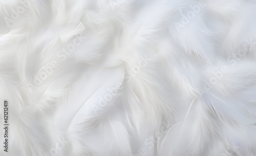 Delicate luxury white fur background. Soft dreamy macro feather textured background