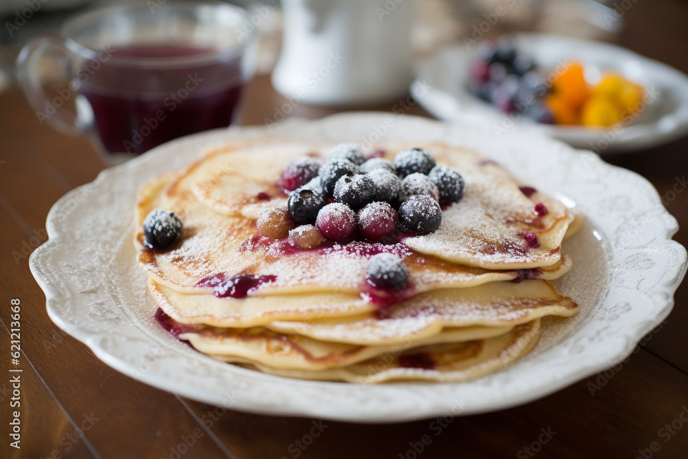 Swedish pancake with blueberry on top generative AI Swedish pancake with blueberry on top generative AI