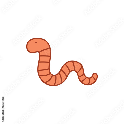Kids drawing Cartoon Vector illustration cute worm icon Isolated on White Background