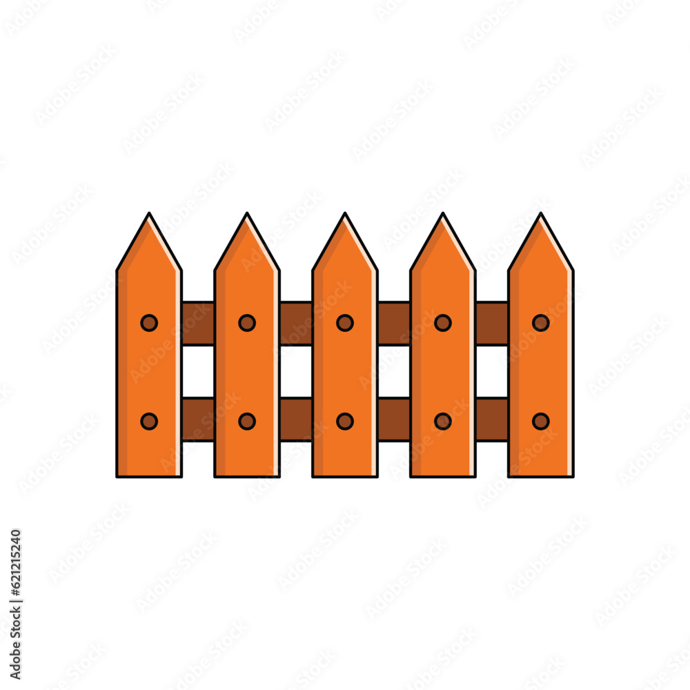 Kids drawing Cartoon Vector illustration cute fence icon Isolated on White Background Kids drawing Cartoon Vector illustration cute fence icon Isolated on White Background