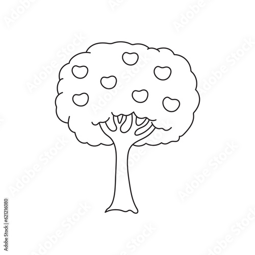 Hand drawn Kids drawing Cartoon Vector illustration apple tree icon Isolated on White Background