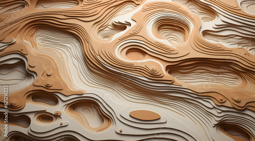 Topography papercut texture background, 3D papercut layered map