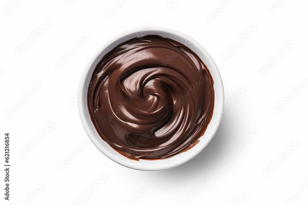 Obraz na płótnie Bowl chocolate paste top view. Generate Ai w salonie
