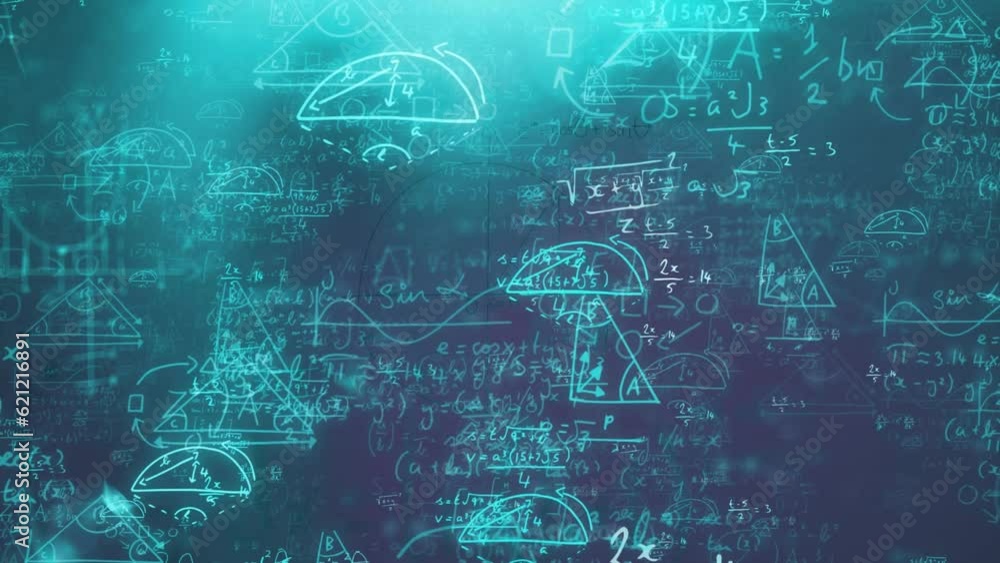 Animation of mathematical formulae over dark background Animation of mathematical formulae over dark background
