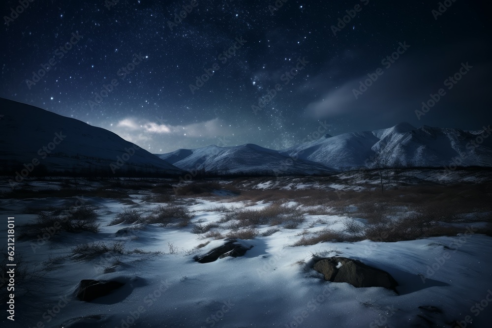 Tundra night sky. Generate Ai