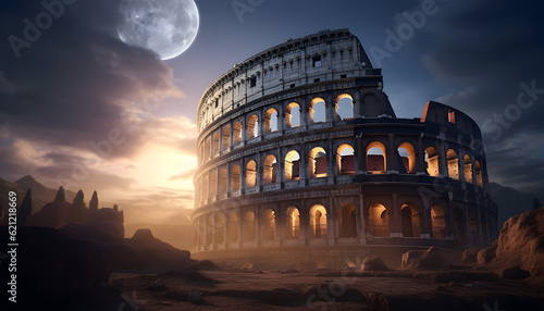 Canvas-taulu colosseum at night city