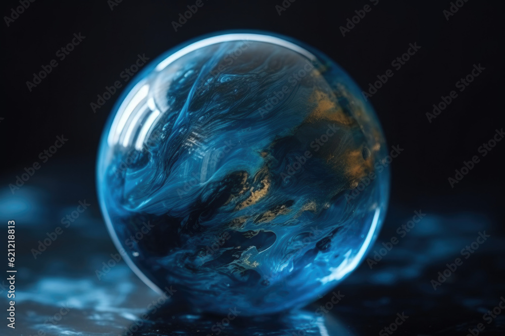 Ethereal Elegance: Exploring the Abstract Texture of a Blue Marble - Generative AI