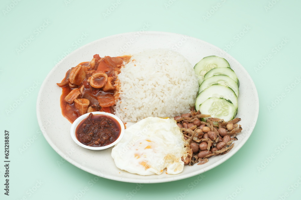 Sambal Sotong Nasi Lemak squid coconut rice Sambal Sotong Nasi Lemak squid coconut rice