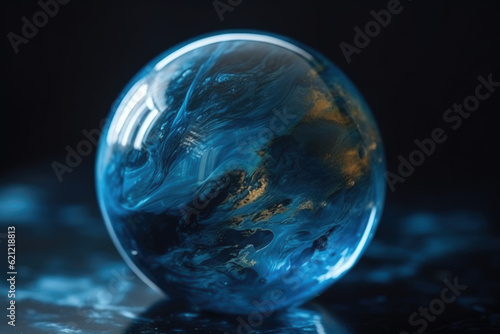 Ethereal Elegance  Exploring the Abstract Texture of a Blue Marble - Generative AI