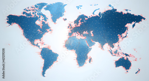 Blue world map, Neon world map background