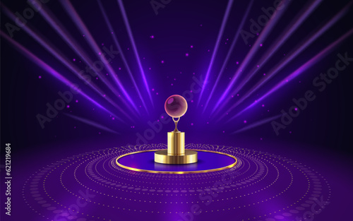 Awards nomination name podium, golden prize event, scene star ceremony. Vector