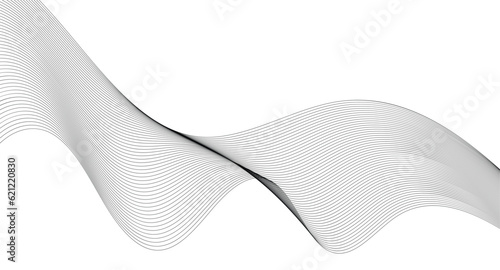 Abstract wavy background. Thin line on white. minimal round lines abstract tech background. Abstract wave element for design. Digital frequency track equalizer. Stylized line art background