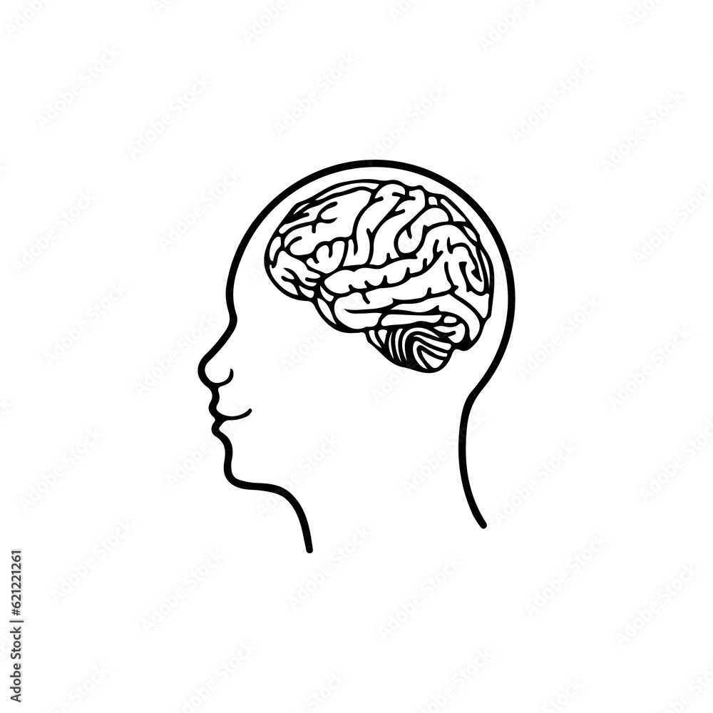 vector illustration of head with brain concept vector illustration of head with brain concept