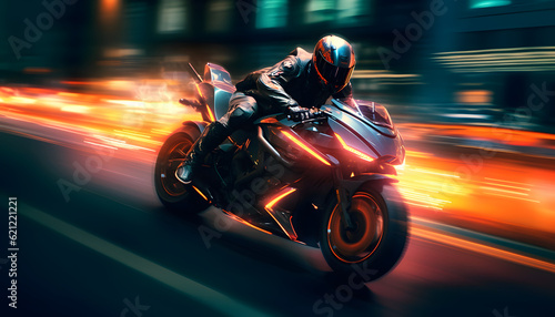 motorcycle on the road background led light 