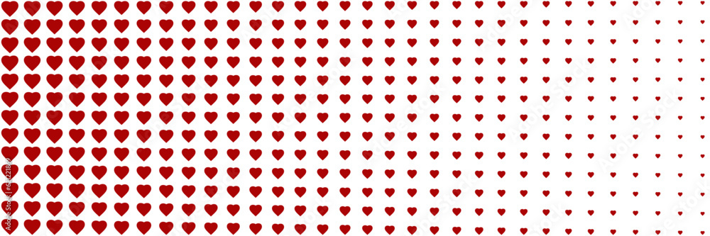Horizontal red blended heart on white for pattern and background Horizontal red blended heart on white for pattern and background
