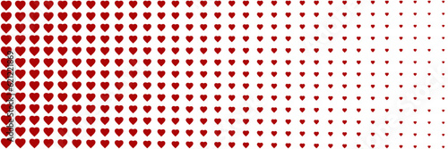 Horizontal red blended heart on white for pattern and background