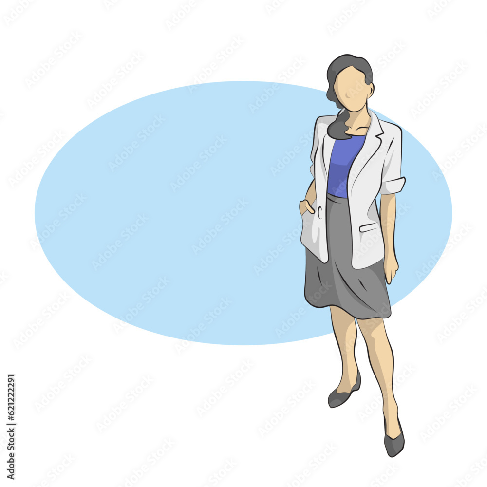 full length of businesswoman standing with copy space illustration vector hand drawn isolated on white background line art. full length of businesswoman standing with copy space illustration vector hand drawn isolated on white background line art.