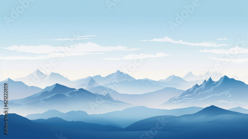 Abstract blue mountains background. Screensaver, backdrop. Stylish minimalist design. Generative AI 