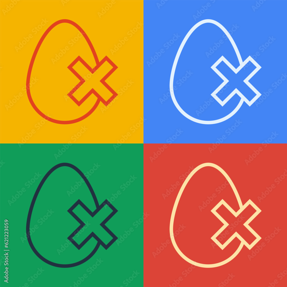 Pop art line No egg icon isolated on color background. Vector Pop art line No egg icon isolated on color background. Vector