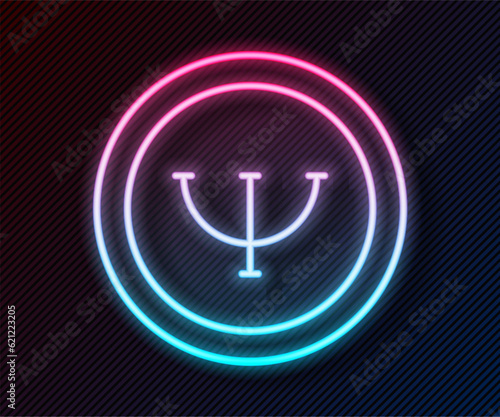 Glowing neon line Psychology icon isolated on black background. Psi symbol. Mental health concept, psychoanalysis analysis and psychotherapy. Vector