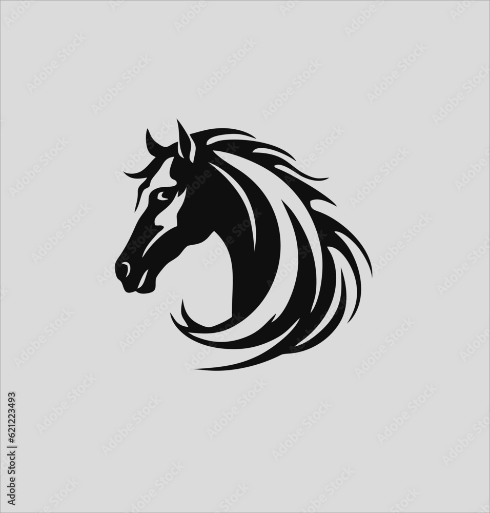 Horse head vector silhouette, horse head logo illustration design Stock ...