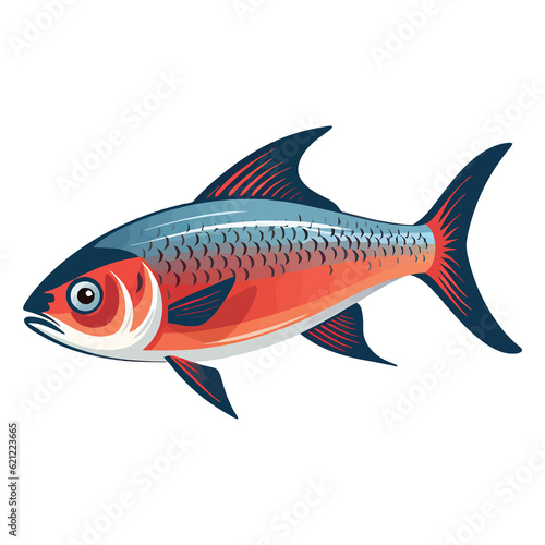 Graceful Underwater Charm: 2D Art of the Cardinal Tetra Fish