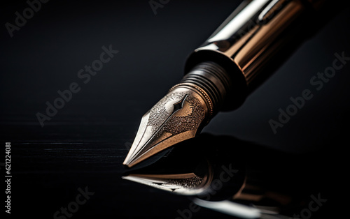 Macro Shot of a Fountain Pen Nib. Generative Ai