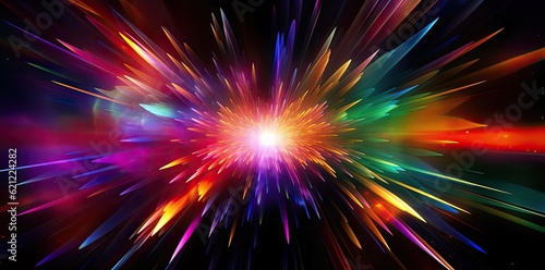 Abstract star burts background with multi color strike lines in the speed - generative ai © Filip