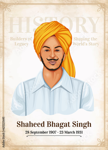 Saheed Bhagat Singh- A Revered Figure in Indian History - Vector Art Poster Design