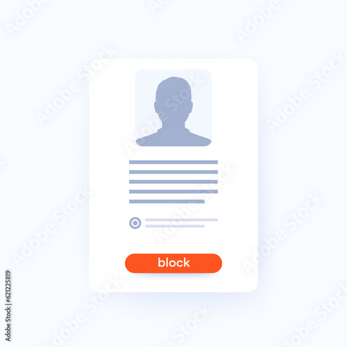 block user form with a button, vector ui design