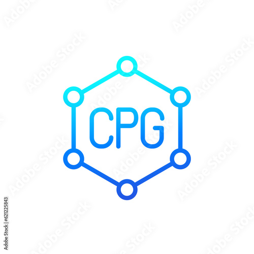 CPG icon on white, Consumer Packaged Goods