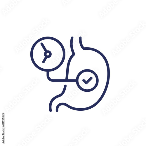 digestion, time to digest line icon with stomach