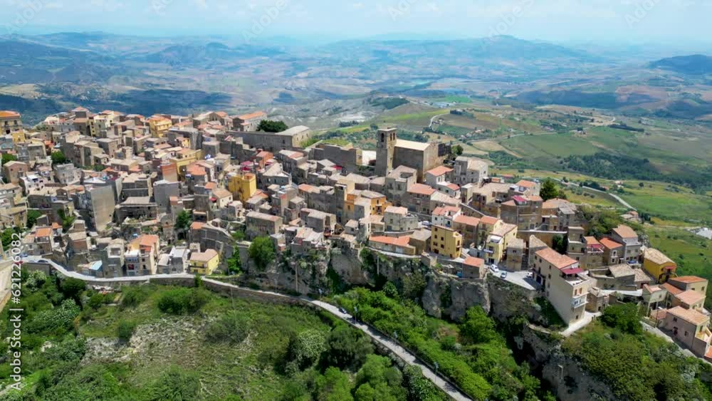 Aerial view of Calascibetta, a comune in the Province of Enna, Sicily, Italy Aerial view of Calascibetta, a comune in the Province of Enna, Sicily, Italy