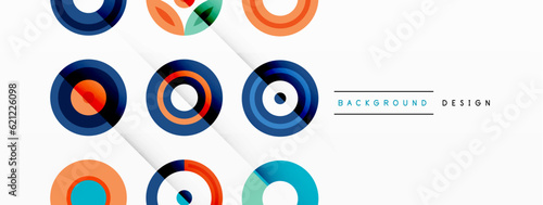 Colorful circles in a grid composition abstract background. Design for wallpaper, banner, background, landing page, wall art, invitation, prints, posters
