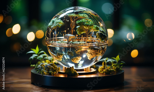 Crystal globe with Clean hydrogen energy concept