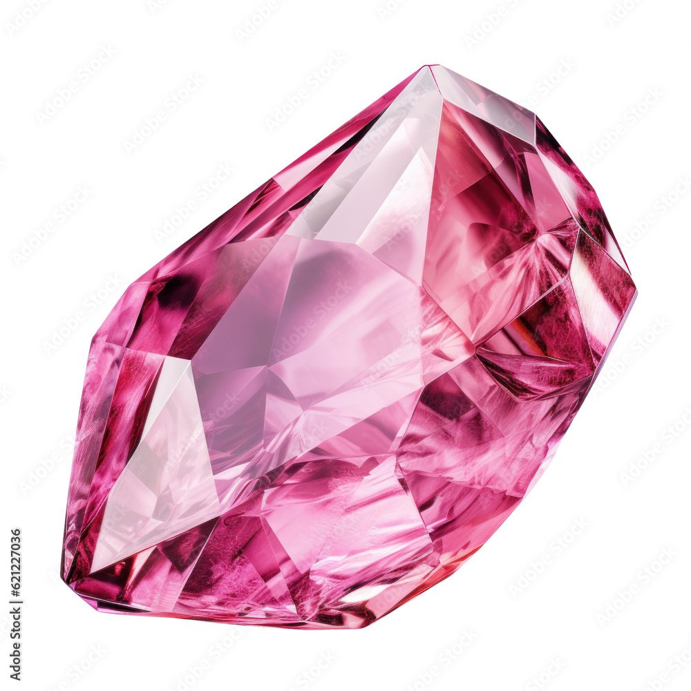 pink gemstone isolated on transparent background cutout