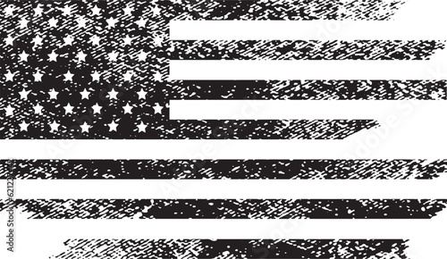 Grunge USA flag old American flag. Vector template.