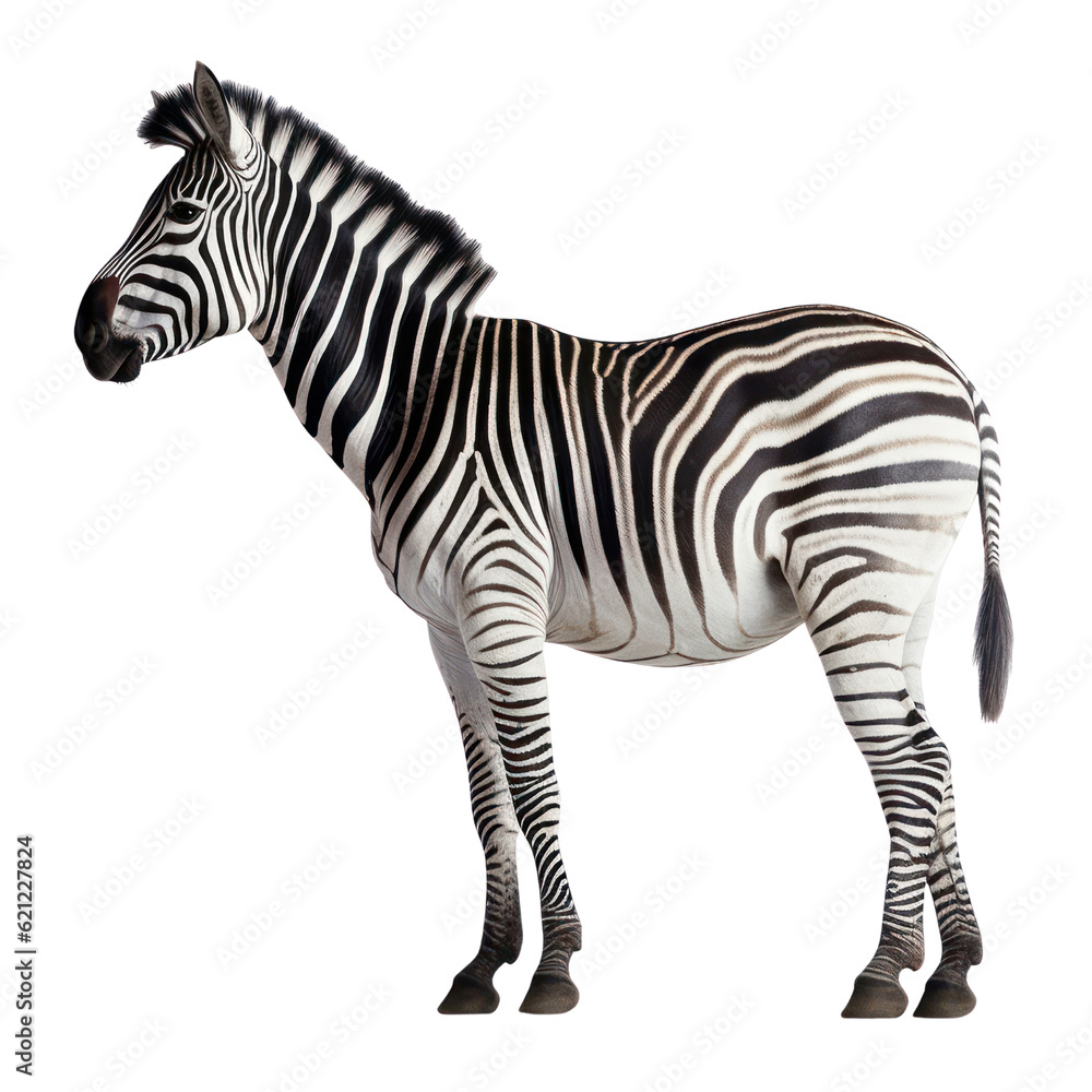 Fototapeta premium zebra isolated on transparent background cutout