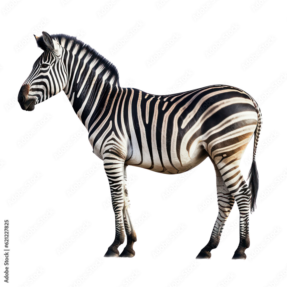 Obraz premium zebra isolated on transparent background cutout
