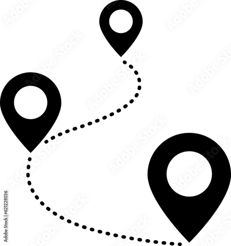 地図上の位置とルートを示すポインターのアイコン