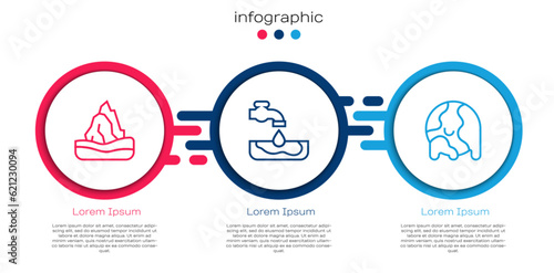 Set line Iceberg, Water problem and Global warming. Business infographic template. Vector