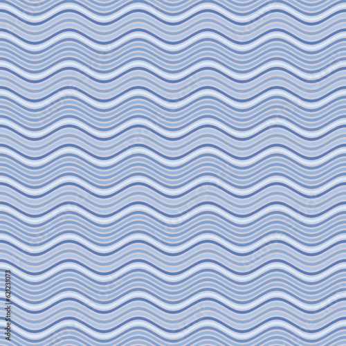 Abstract sea wave seamless vector pattern. Blue waves on a light background. Sea concept backdrop.