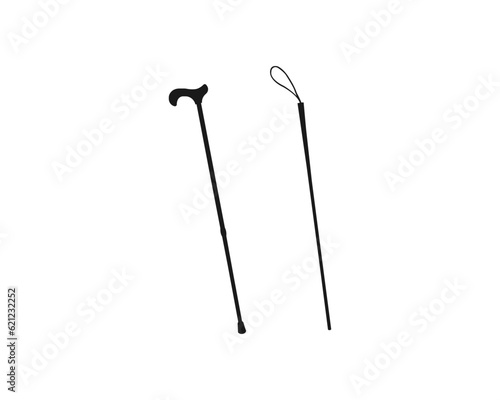 Walking cane simple vector icon.Walking cane vector icon on white background. Line art walking sticks icon. Simple vector illustration. Walker cane icon for your website, logo, app, UI, product print.