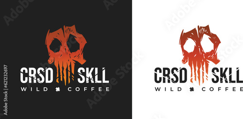 Cursed Skull Wild Coffee Logo variations. Vector illustration