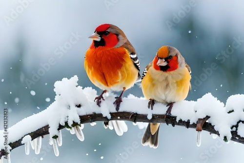 Wallpaper Mural two birds in winter