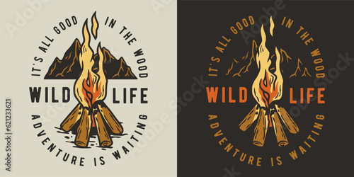 Campfire or bonfire oCampfire or bonfire outdoor for camping adventure. Nature outdoor recreation, forest exploreutdoor for camping adventure