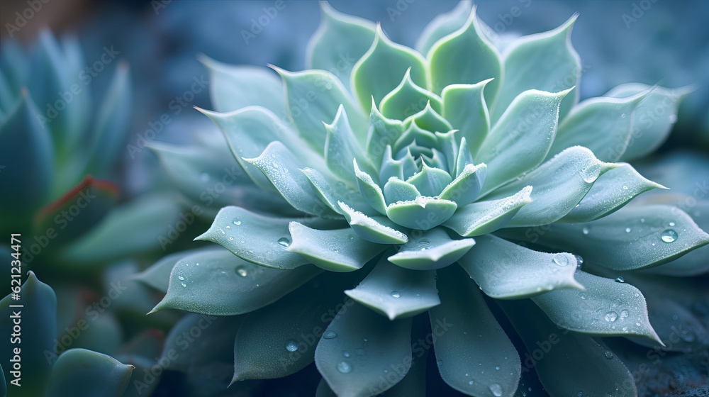 Close-up of succulent echeveria. Macro photography of nature Generative AI Close-up of succulent echeveria. Macro photography of nature Generative AI