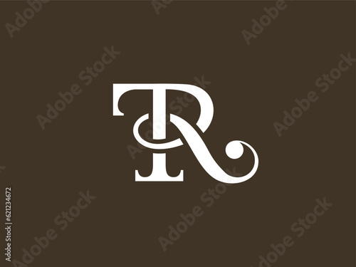 Letter TR serif font typography logo with classic modern style for signature symbol, personal brand, wedding monogram, etc. photo
