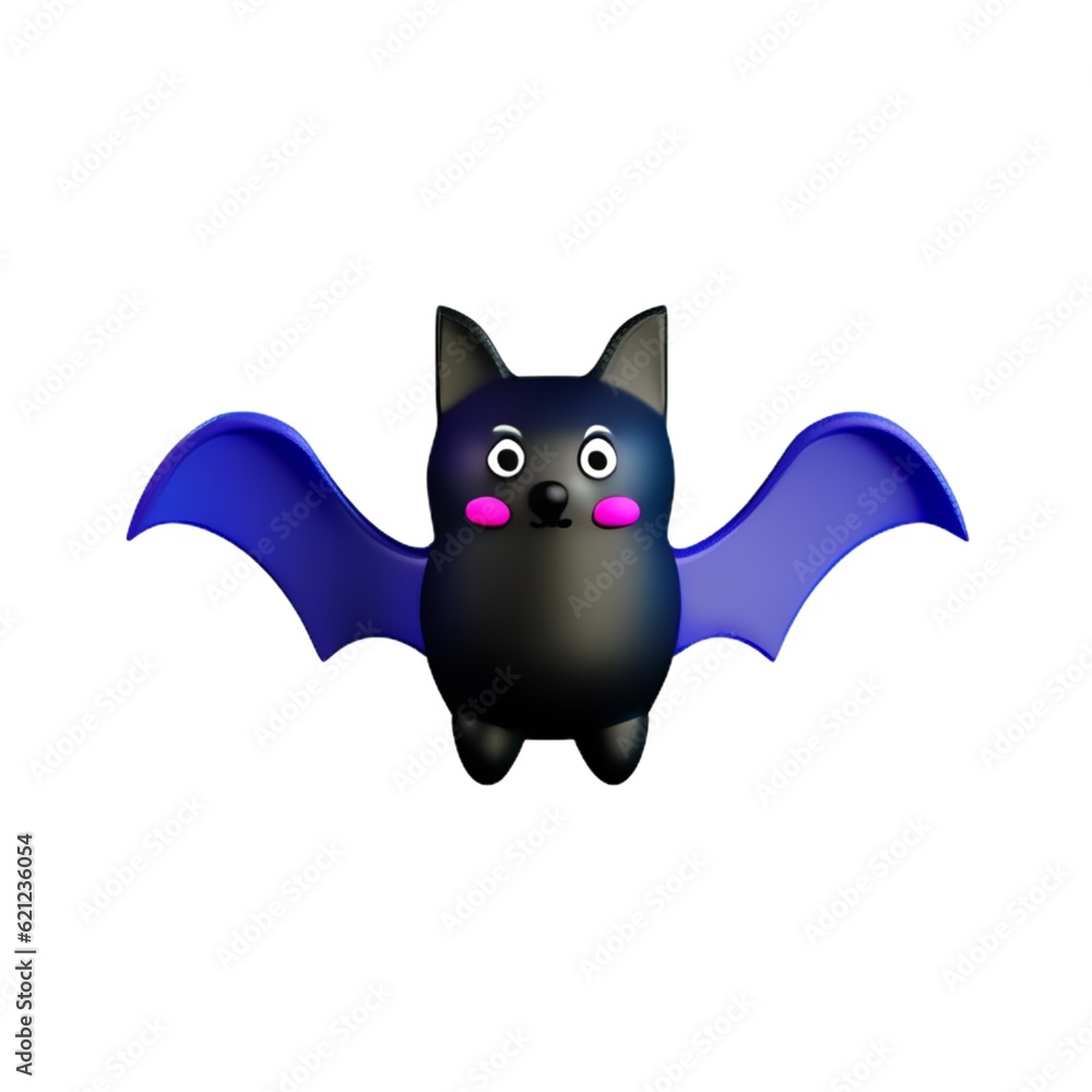 Bat cartoon for halloween black bat plastic cartoon low poly 3d icon on white background. Bat cartoon for halloween black bat plastic cartoon low poly 3d icon on white background.