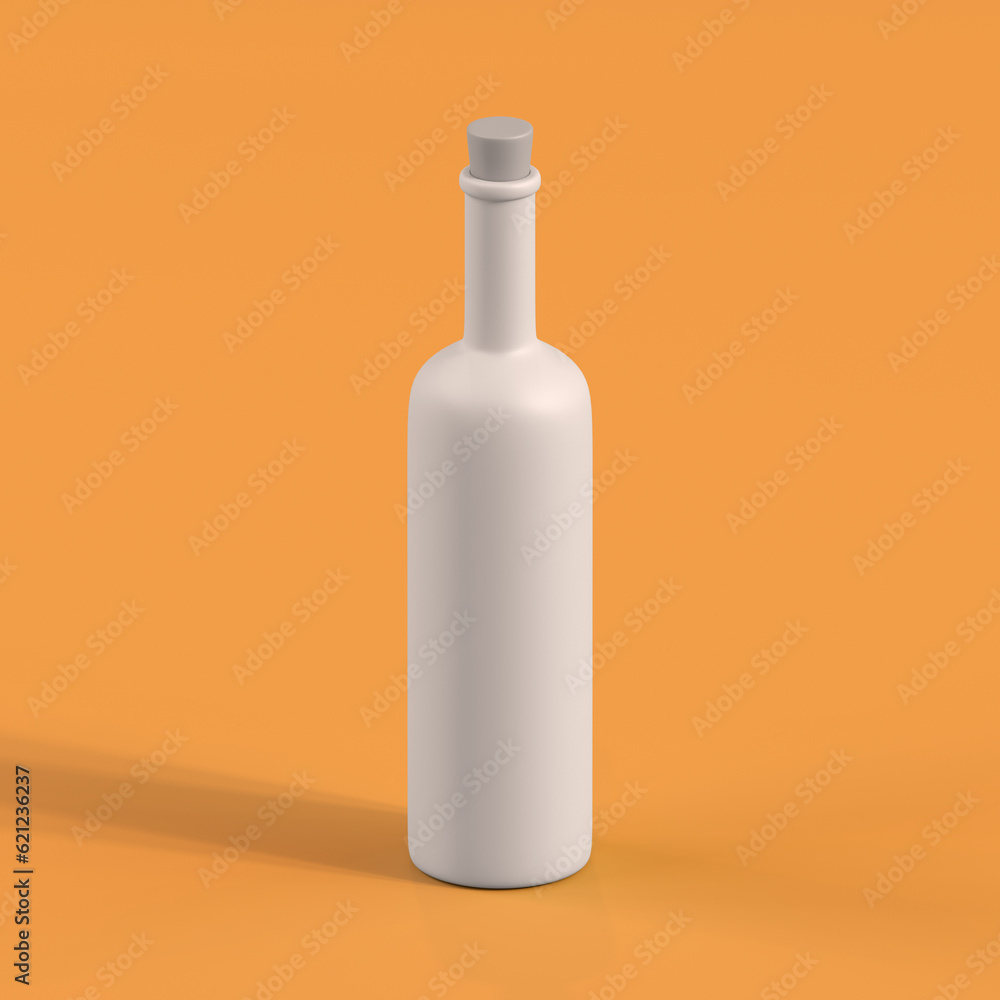 Monochrome Bottle on Orange Background, 3d Rendering